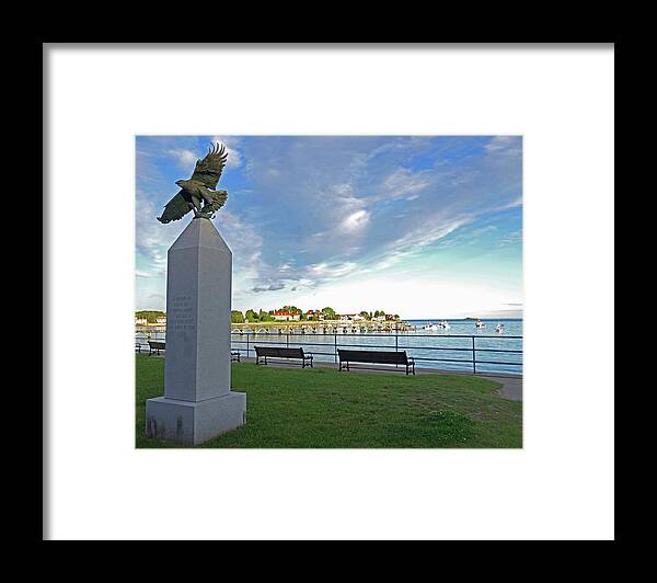 Swampscott Framed Print featuring the photograph Swampscott Yacht Club Swampscott MA Pier Eagle Statue by Toby McGuire
