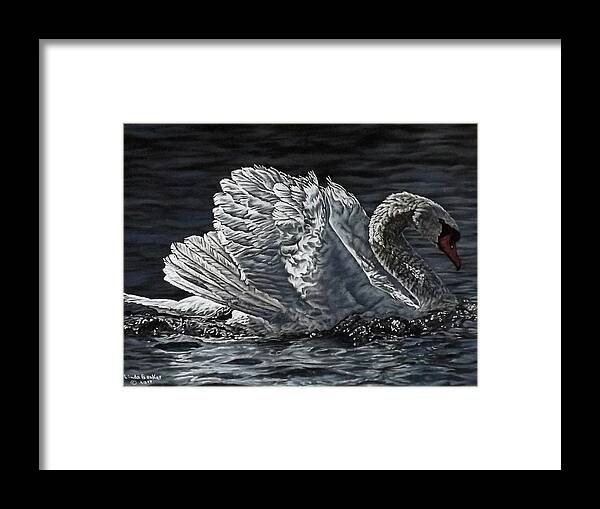 Swan Framed Print featuring the painting Swan by Linda Becker