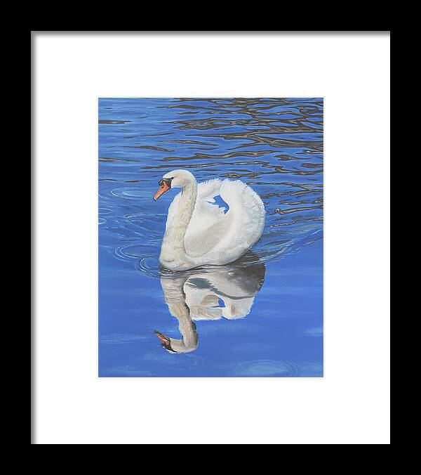 White Birds Framed Print featuring the painting Swan Reflection by Elizabeth Lock