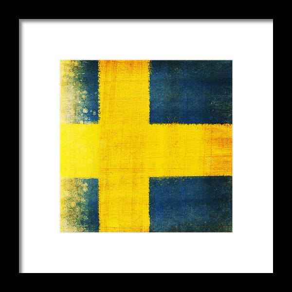 Sweden Framed Print featuring the painting Swedish flag by Setsiri Silapasuwanchai