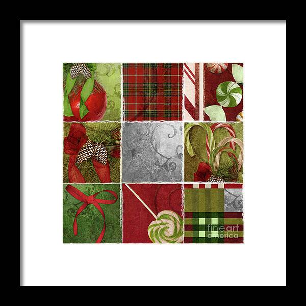 Christmas Patchwork Framed Print featuring the painting Sweet Holiday III by Mindy Sommers