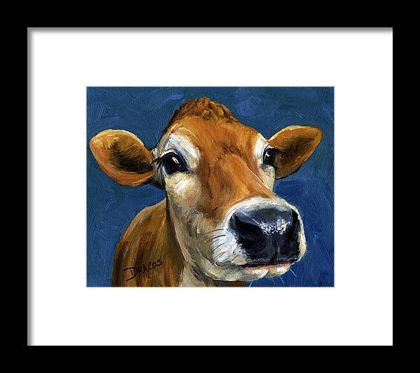 Jersey Cow Framed Print featuring the painting Sweet Jersey Cow by Dottie Dracos