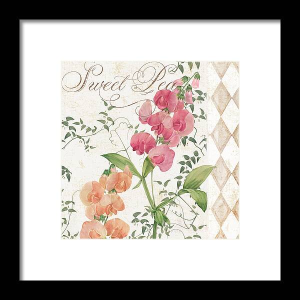 Sweet Pea Framed Print featuring the painting Sweet Pea Flowering Plant by Mindy Sommers