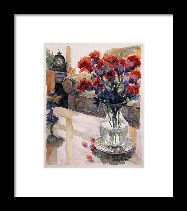 Flowers Framed Print featuring the painting Sweetheart Roses by John West