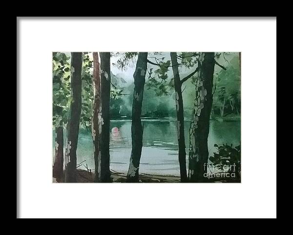Trees Framed Print featuring the painting Swimming Hole by Elizabeth Carr