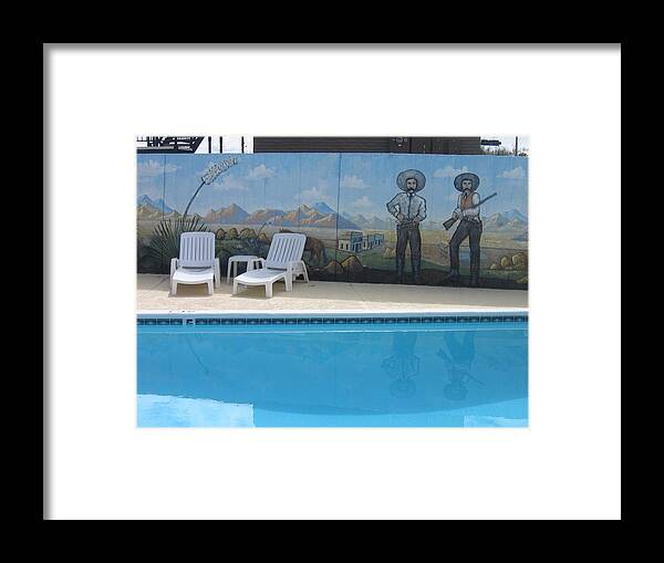 Swimming Pool Motel Murals Number 4 Tombstone Arizona 2004 Framed Print featuring the photograph Swimming pool motel murals number 4 Tombstone Arizona 2004 by David Lee Guss