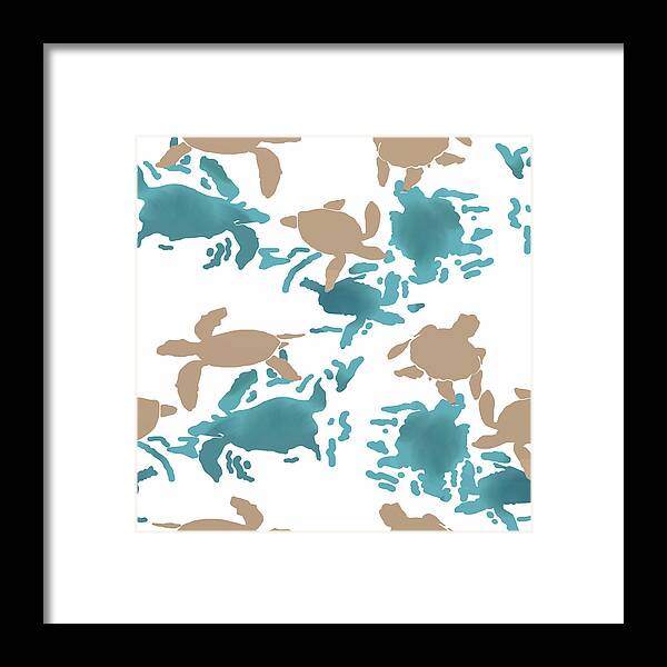 Turtle Framed Print featuring the digital art Swimming Turtles by April Burton