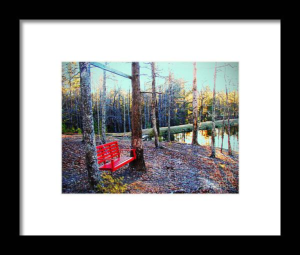 Nature Photography Framed Print featuring the photograph Swing Across time by Laura Brightwood