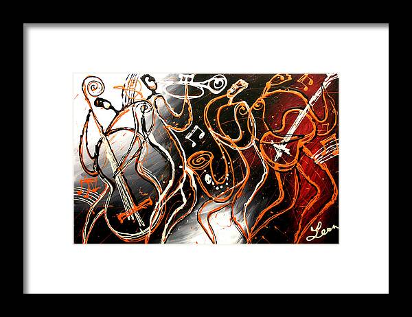 West Coast Jazz Framed Print featuring the painting Swing by Leon Zernitsky