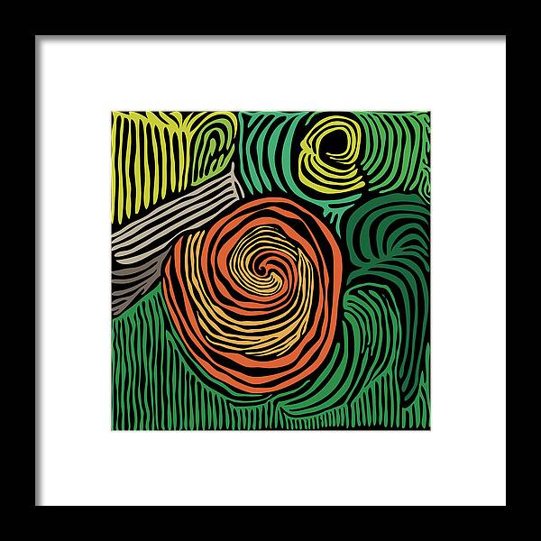 Swirl Framed Print featuring the digital art Swirl Woodcut 1 by Kevin McLaughlin