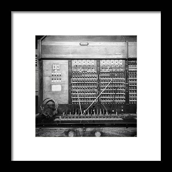 Picture Framed Print featuring the photograph #switchboard Located In The #queenmary by Alex Snay