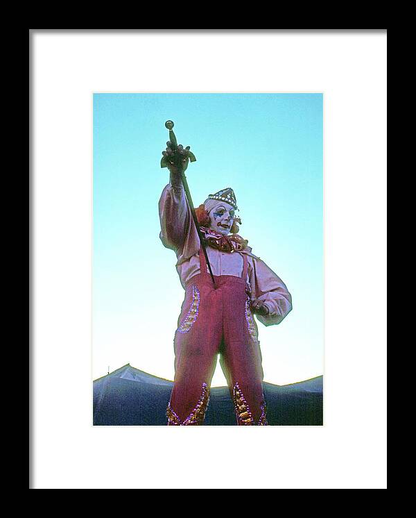 Clown Circus Sword Swallower Framed Print featuring the photograph Sword Swallower by Laurie Stewart