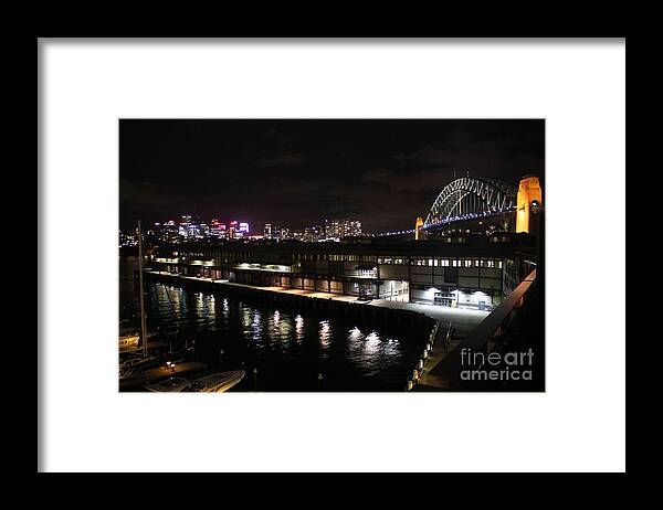 Sydney Harbor Framed Print featuring the photograph Sydney Harbor at Night by Bev Conover