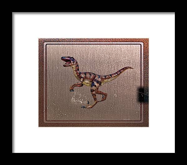 Drawing Framed Print featuring the digital art T. Rex by Lena Owens - OLena Art Vibrant Palette Knife and Graphic Design