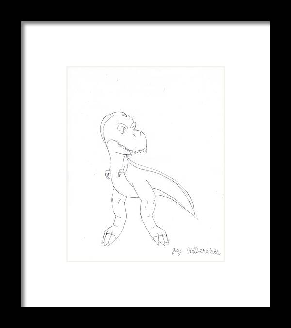 Jayson Halberstadt Framed Print featuring the drawing T-Rex by Jayson Halberstadt