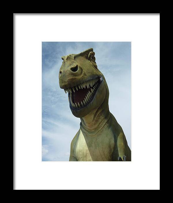 Dinosaur Framed Print featuring the photograph T-Rex Says Hi by Melisa Elliott