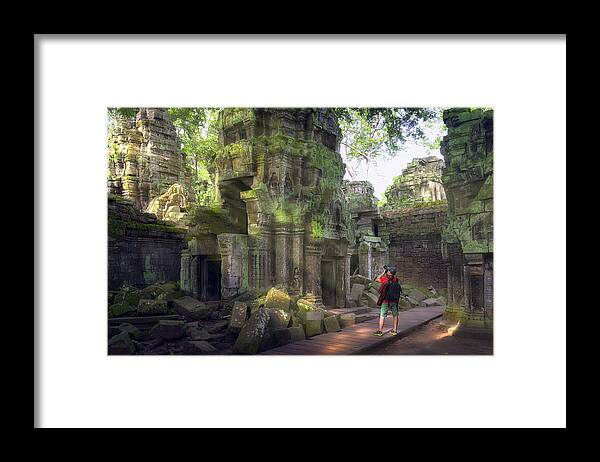 Angkor Framed Print featuring the photograph Ta prohm temple or Tom rider temple by Anek Suwannaphoom