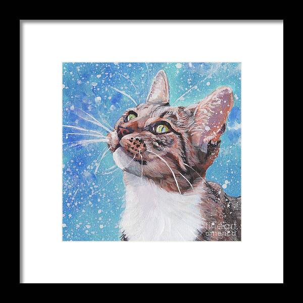 Tabby Cat Framed Print featuring the painting Tabby Cat in the Winter by Lee Ann Shepard