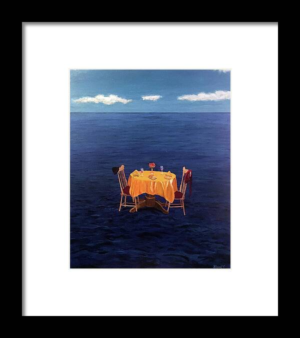 Ocean Framed Print featuring the painting Table for Two by Thomas Blood
