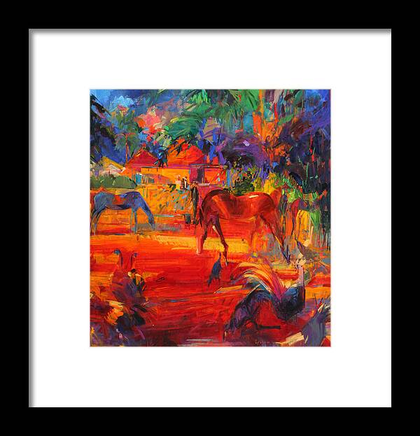 Animal Framed Print featuring the painting Tahiti Pastoral by Peter Graham