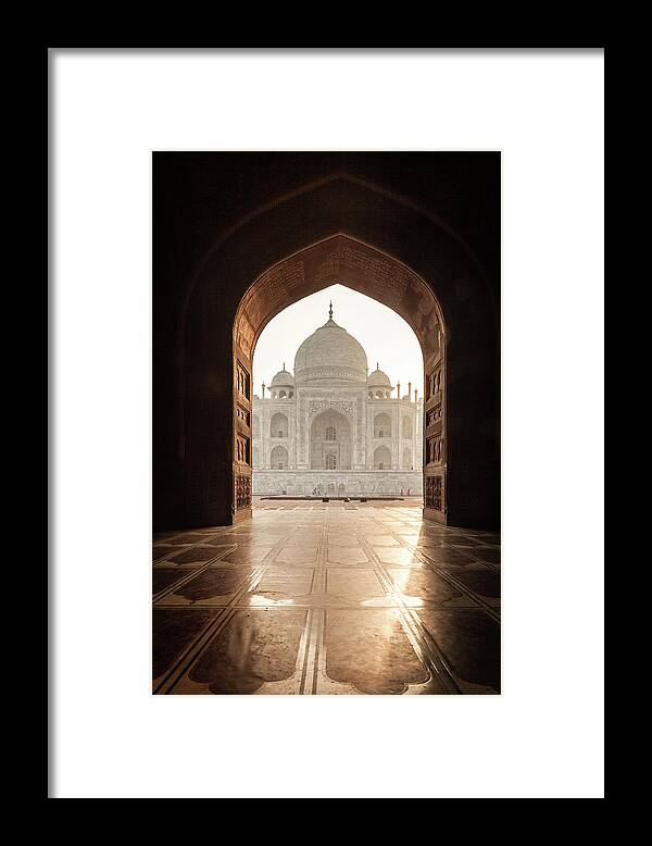 Agra Framed Print featuring the photograph Taj Mahal Mosque View by Erika Gentry