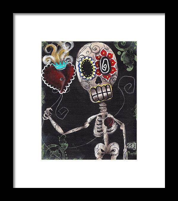 Day Of The Dead Framed Print featuring the painting Take my Heart by Abril Andrade