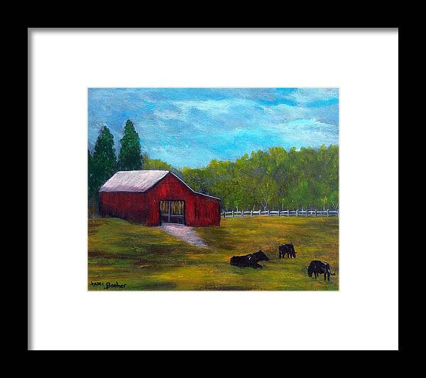 Cow Framed Print featuring the painting Taking It Easy by Tami Booher