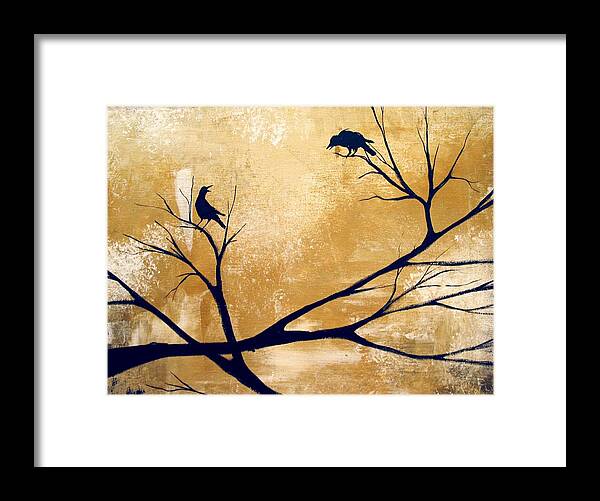 Folk Art Framed Print featuring the painting Talking A Lot Of Crow by Debbie Criswell