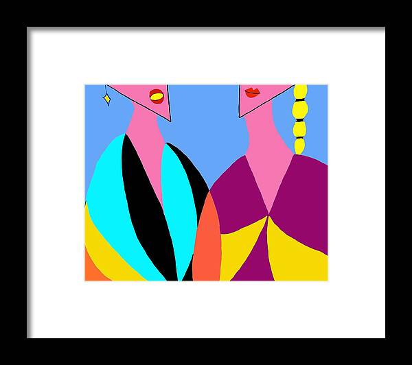 Fashions Framed Print featuring the digital art Talking Women by Laura Smith