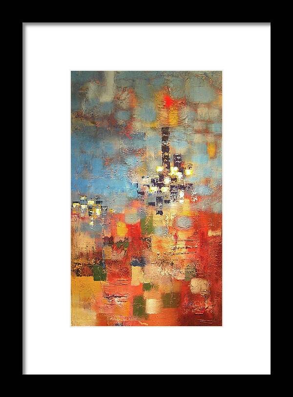 Contemporary Abstract Framed Print featuring the painting Tall Building by Dennis Ellman