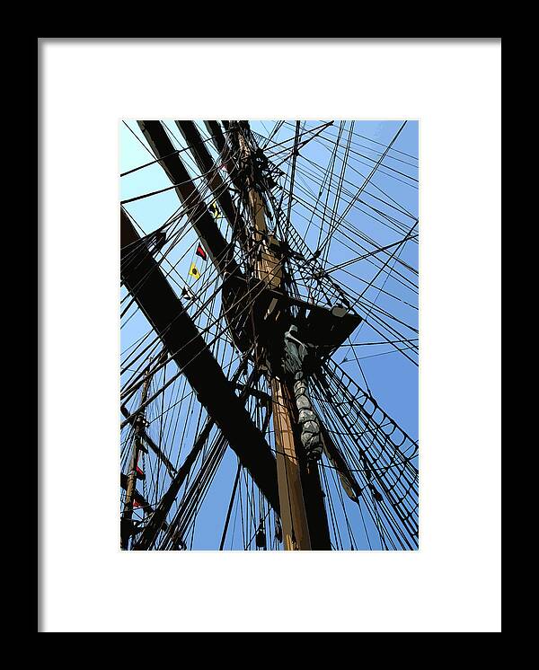 Ship Framed Print featuring the digital art Tall Ship design by John Foster Dyess by John Dyess