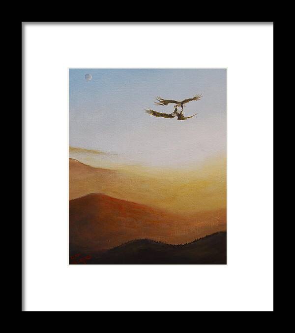 Eagle Framed Print featuring the painting Talon lock by Dan Wagner