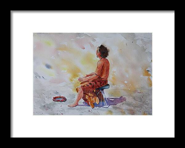 Bongo Player Framed Print featuring the painting Tambourine Man by Ruth Kamenev