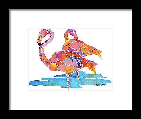 Flamingos Framed Print featuring the painting Tampa NIC Flamingos by Jo Lynch