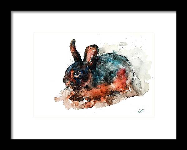 Bunny Framed Print featuring the painting Tan Rabbit by Zaira Dzhaubaeva