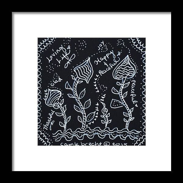 Caregiver Framed Print featuring the drawing Tangle Flowers by Carole Brecht