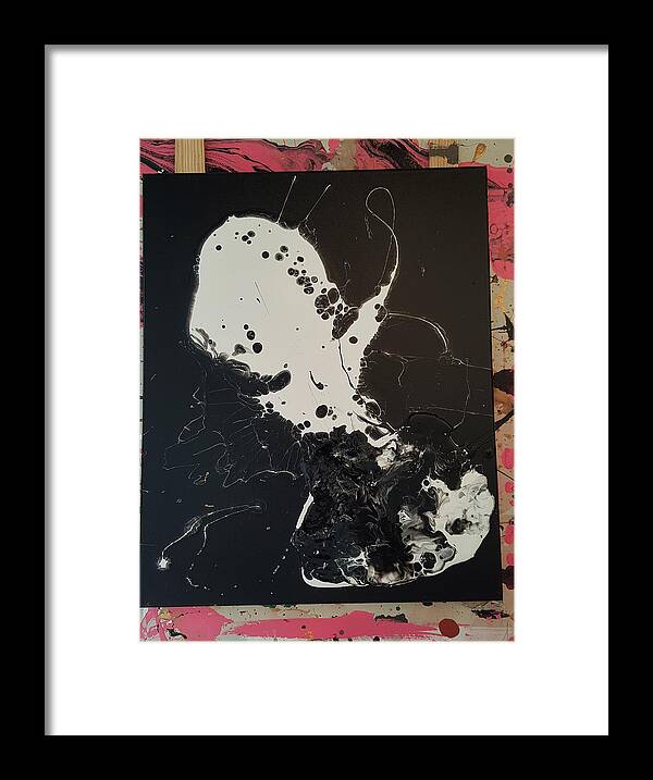 Abstract Framed Print featuring the painting Tankhead is trying to get out of a bottle by Gyula Julian Lovas