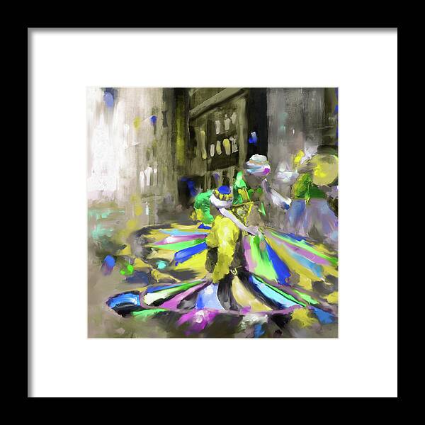 Tanoura Framed Print featuring the painting Tanoura Dance 449 IV by Mawra Tahreem