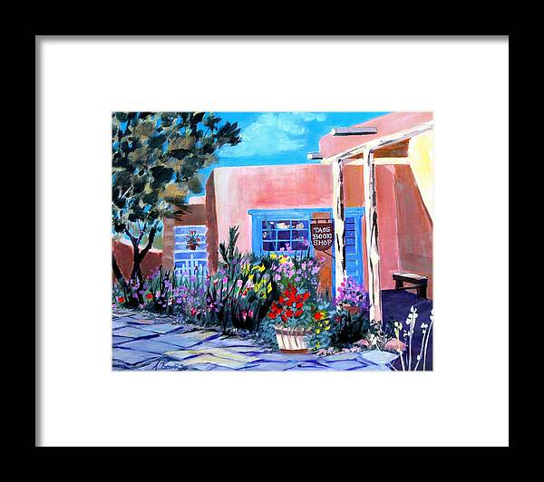 New Mexico Framed Print featuring the painting Taos Book Shop by Adele Bower