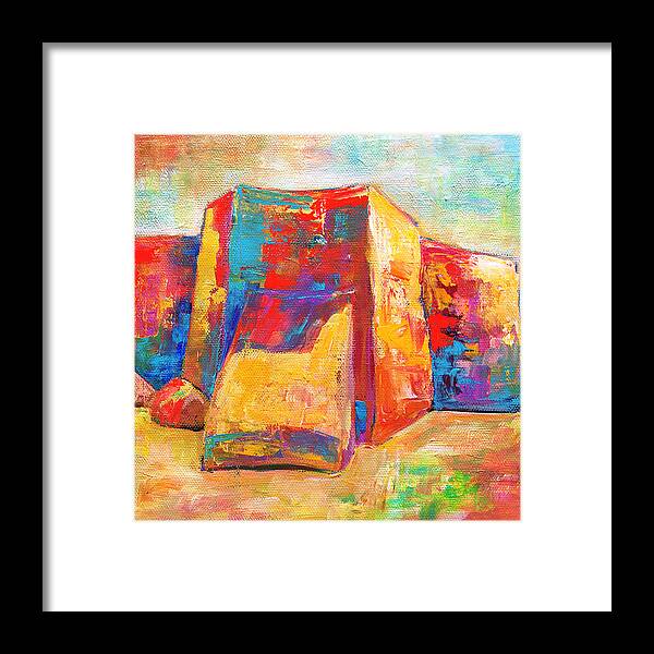 Church Framed Print featuring the painting Taos Church by Sally Quillin