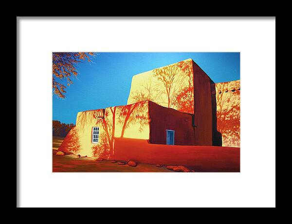 Southwest Framed Print featuring the painting Taos Tapestry by Cheryl Fecht