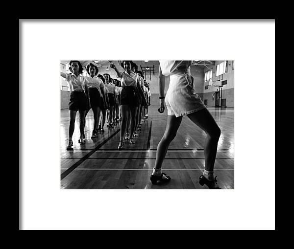 1940s Candid Framed Print featuring the photograph Tap Dancing Class In The Gymnasium by Everett
