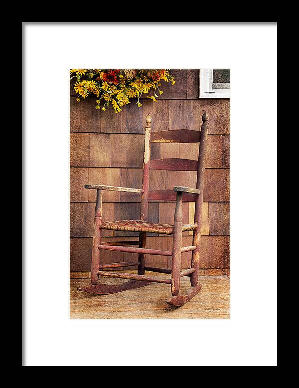 Tappan Framed Print featuring the photograph Tappan Chairs Rocker, Sandwich, NH by Betty Denise