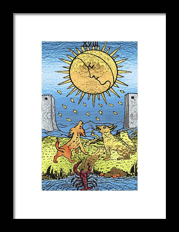 'tarot’ Collection By Serge Averbukh Framed Print featuring the digital art Tarot Gold Edition - Major Arcana - The Moon by Serge Averbukh