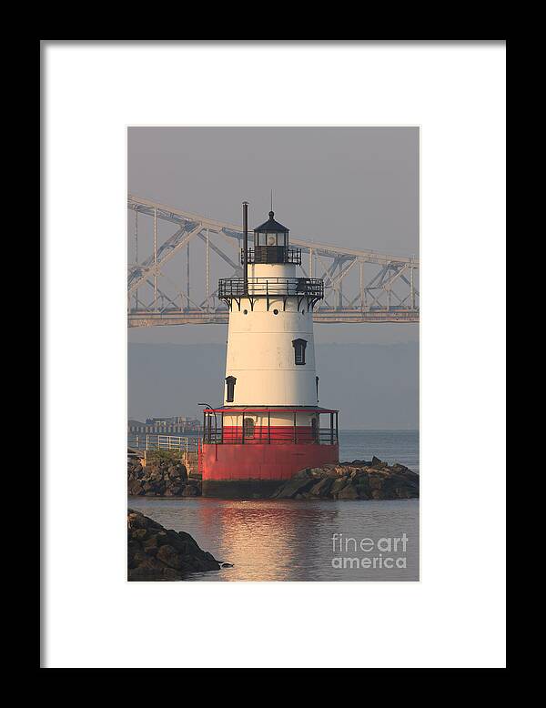Clarence Holmes Framed Print featuring the photograph Tarrytown Lighthouse and Tappan Zee Bridge III by Clarence Holmes