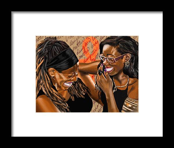 Mother Framed Print featuring the drawing Tawana and Ashari by Terri Meredith