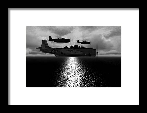Navy Framed Print featuring the digital art TBF formation by Mike Ray