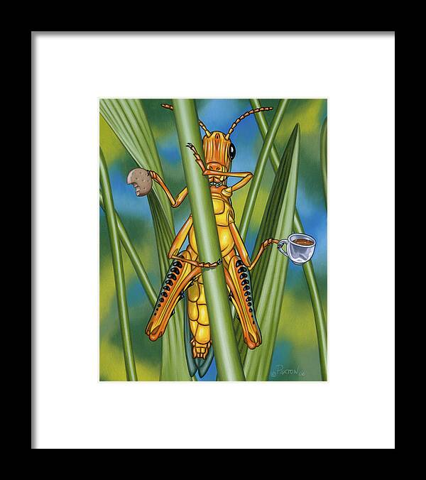 Grasshopper Framed Print featuring the painting Tea Time by Paxton Mobley