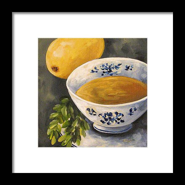 Tea Framed Print featuring the painting Tea with Mint and Lemon II by Torrie Smiley