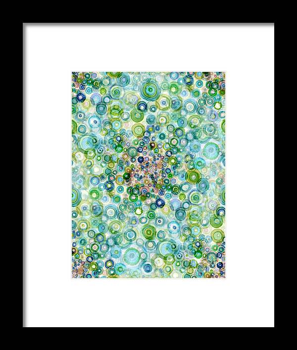 Concave Framed Print featuring the painting Teal And Olive Concavity by Regina Valluzzi